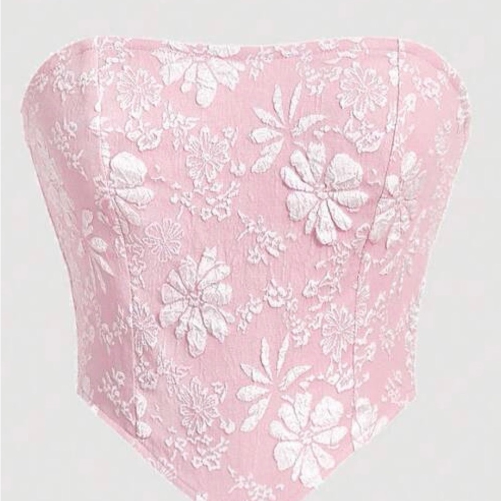 SHEIN Pink and White Floral Bustier